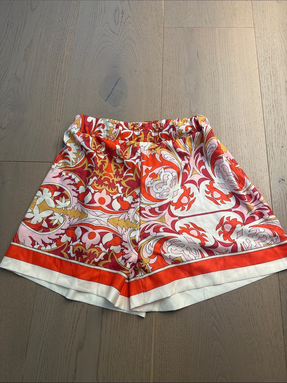Women's Orange & Pink Printed Elastic-Waist Shorts